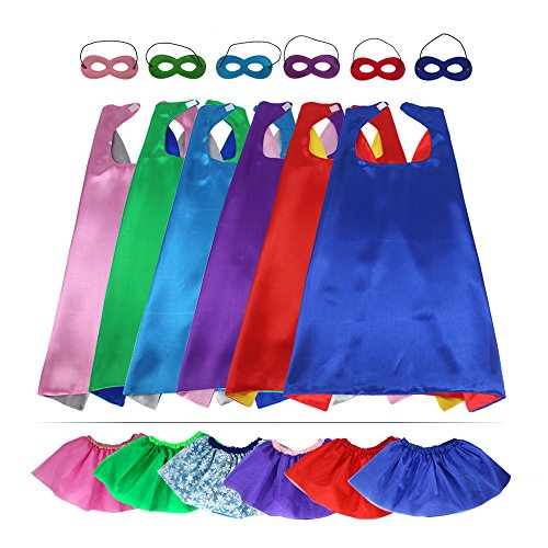 iROLEWIN Superhero CAPE MASK - TUTU Dress Girl Costume Set - Party Game