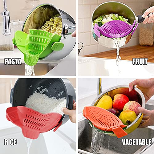 Meat Colander Silicone Clip on Strainer,Clip-on Kitchen Food Strainer for Pasta, Meat ...