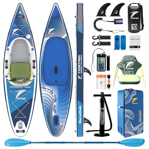 TIDETREK Inflatable Touring Kayak with Waterproof Seat & Premium Accessories, 11'3" x 35" x 8" Ultra-Stable SUP Kayak Hybrid, Non-Slip Comfort Deck for Adults & Youth