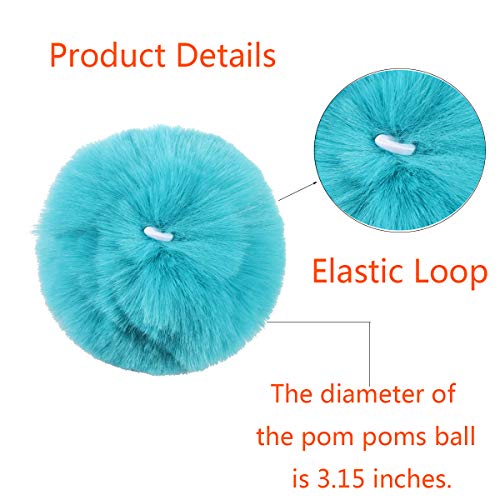 Forise 24 Pieces Colorful Faux Fur Pom Poms Ball DIY Fur Fluffy Ball with Elastic Loop for Knitting Hats Scarves Gloves Bag Charms - Thumbnail 4