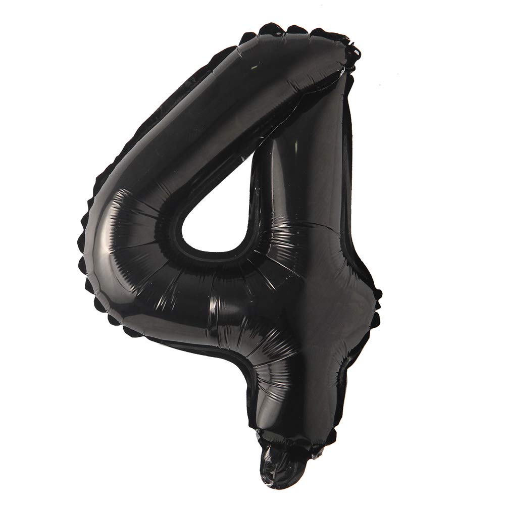 View 1 of 16" inch Single Black Alphabet Letter number Balloons Aluminum Hanging Foil Film Balloon Wedding Birthday party decoration banner Air Mylar Balloons (16 inch Black 4)