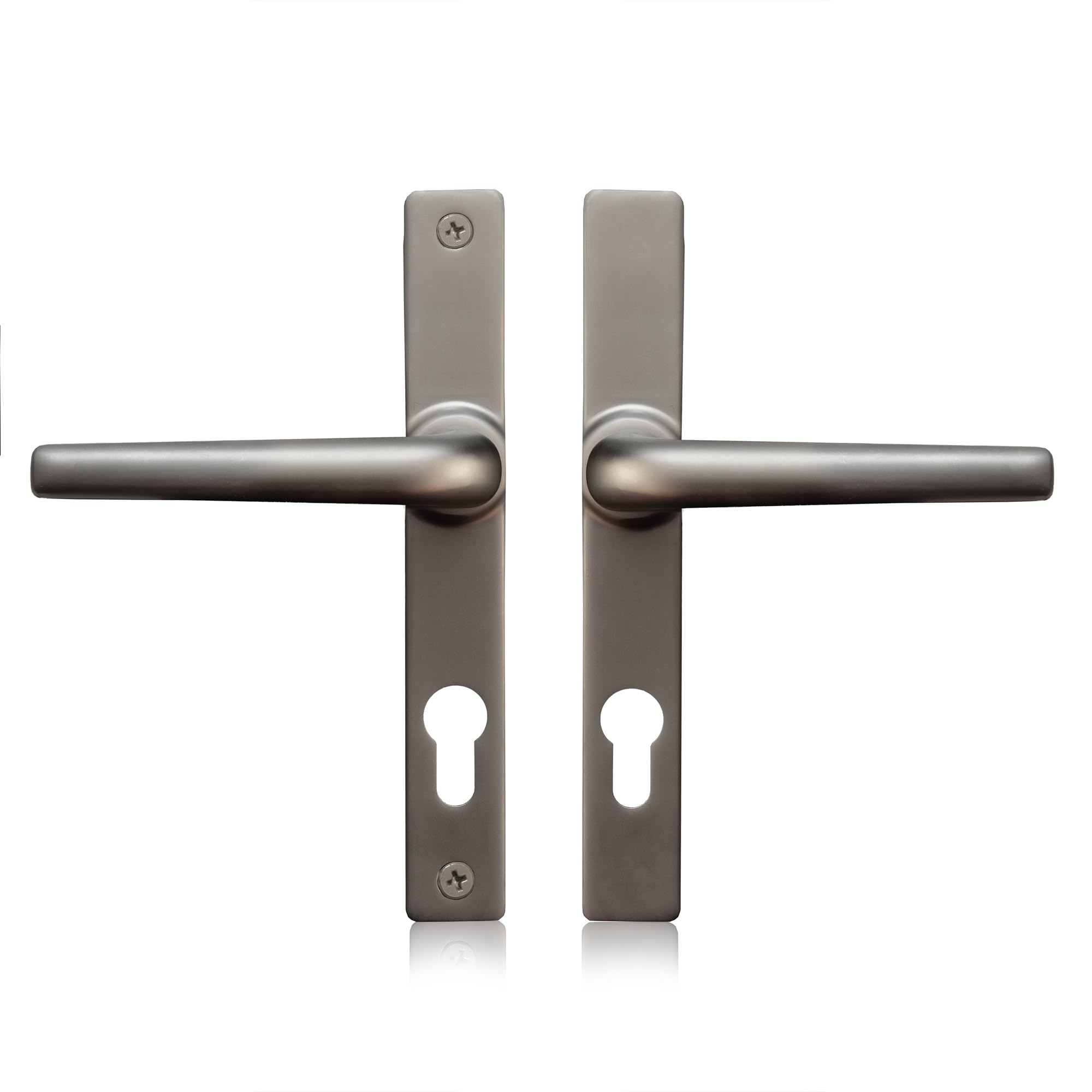Schlosser Technik Uros Satin Chrome Ferco Door Handle Replacement (PZ 70mm, Screw Hole Distance 180mm, Overall 205mm), UPVC Front Door Handle Compatible with GU Ferco Locking System.