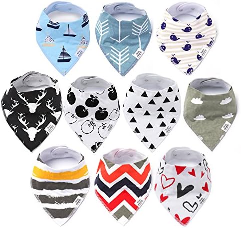 Raising Sunshines Baby Bandana Bibs 10-Pack, bandana bibs for boys and girls, Shower gift