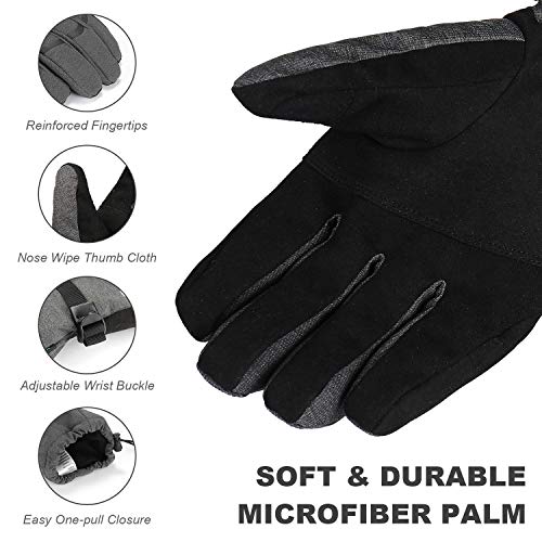 VELAZZIO Eco Gray Ski Gloves - Gray Black, Size M