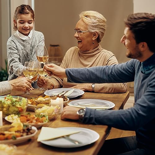 Gamneylife Paper Plates 100% Compostable Paper Plates (125-Pack Disposable Heavy-Duty Quality, Natural Bagasse Eco-Friendly Biodegradable Made of Sugar Cane Fiber (7 Inch)