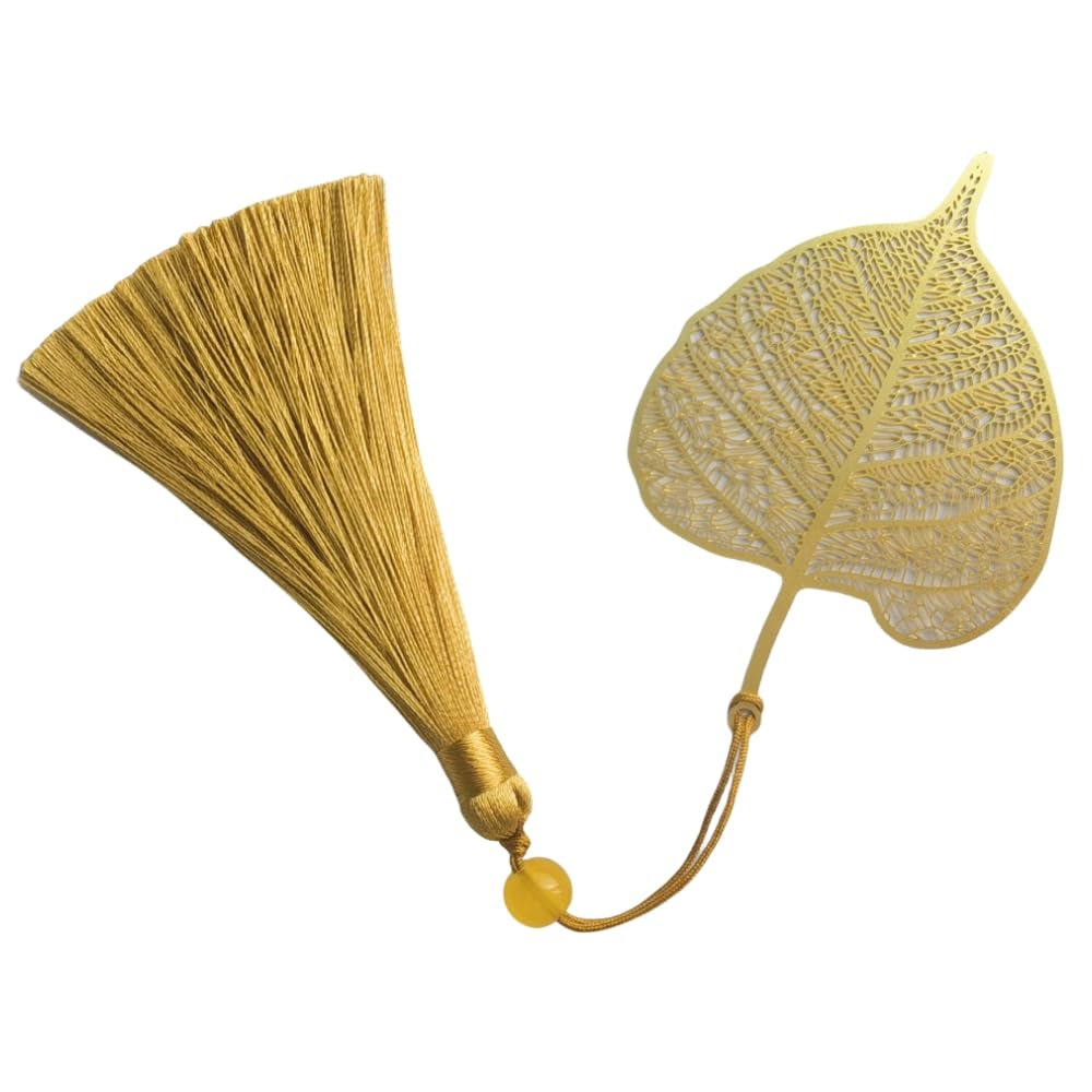 Lucien Metal Bookmark, Personalised Bookmark, Tassel Exquisite Bookmark for Christmas Gift, Farewell Gift for Friends, Colleagues, Students and Teachers (Bodhi Leaves)