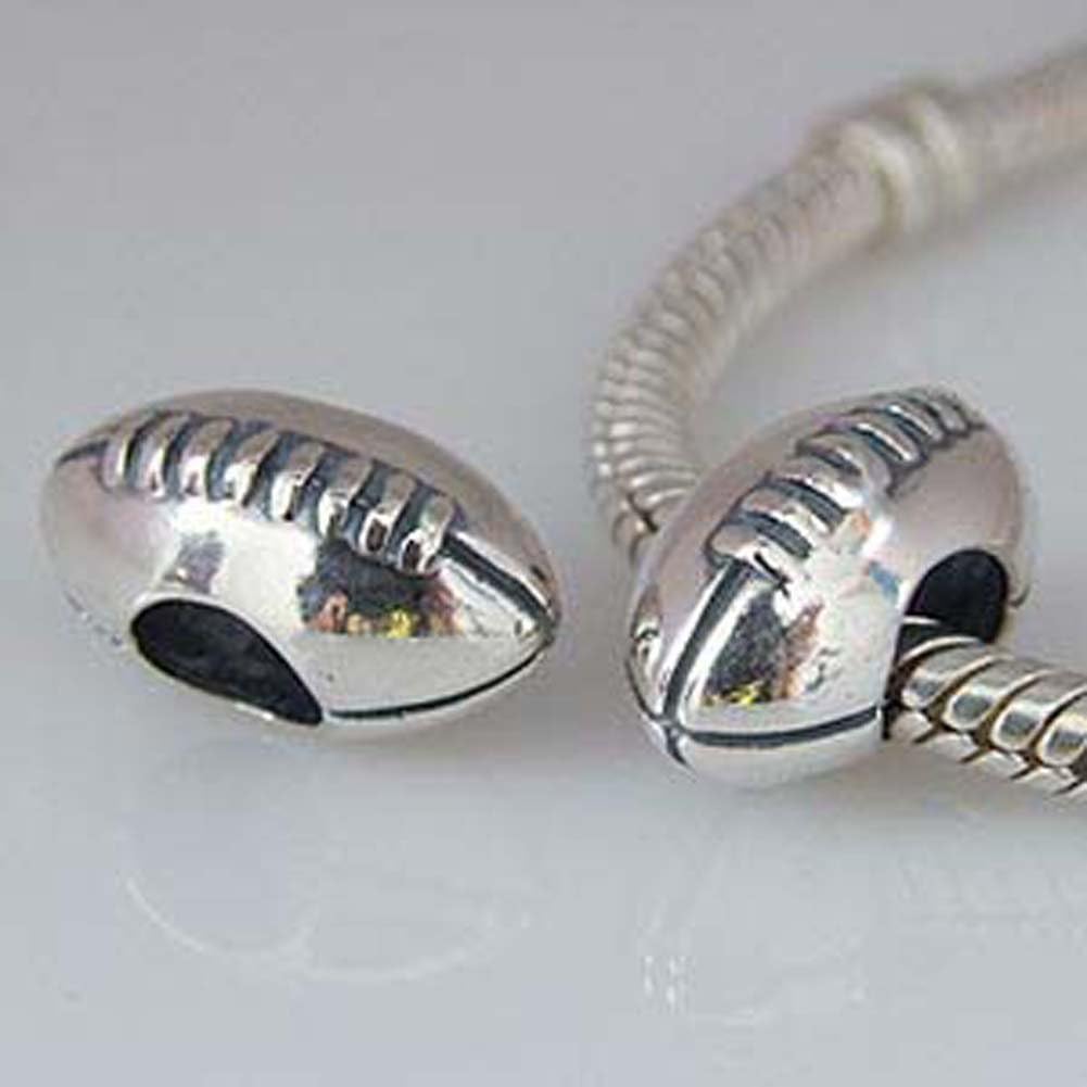 USA Football Charm 925 Sterling Silver Rugby Ball Charm Sport Charm for