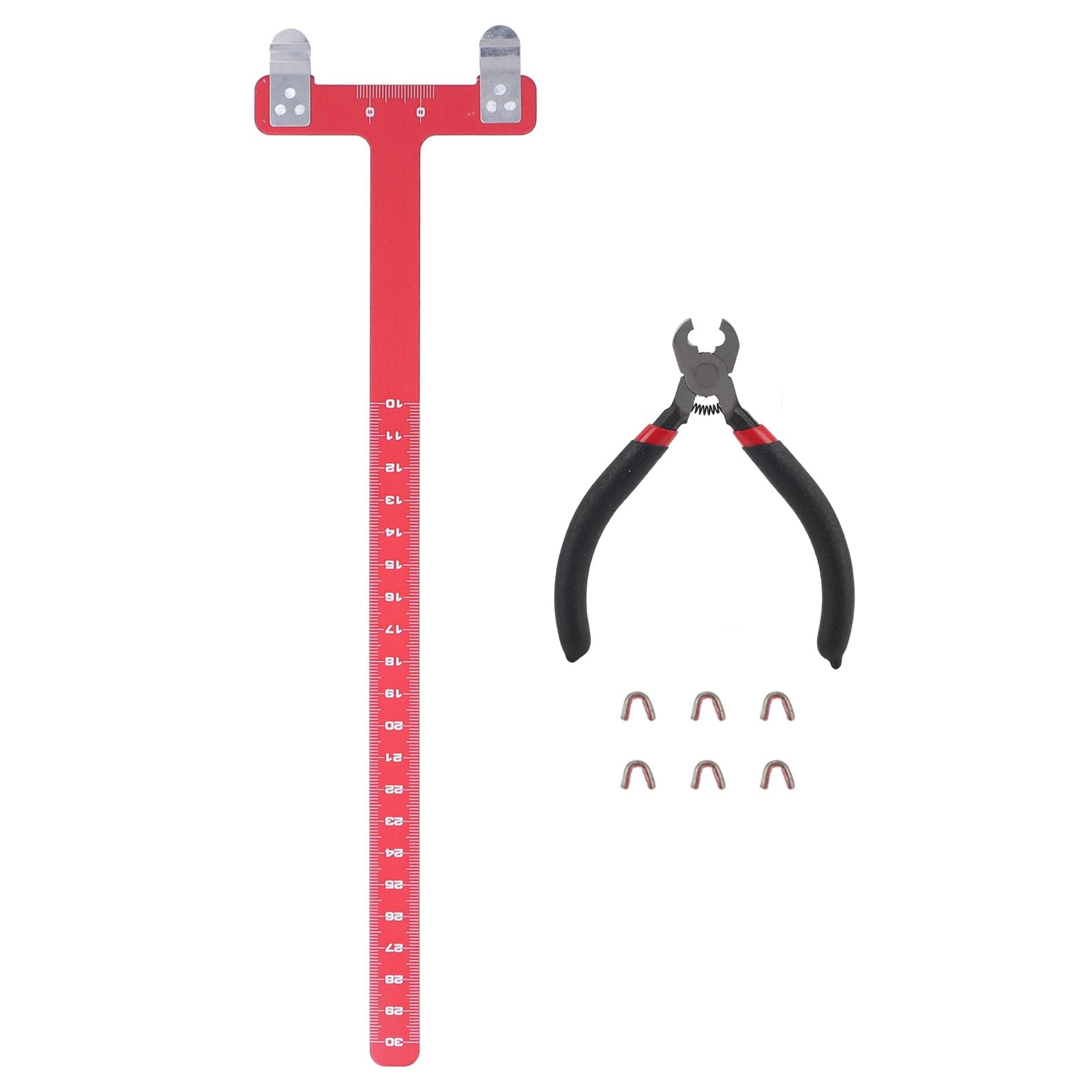 Demeras Bow Adjustment Tool Set, Archery Bowstring and Target Point Brass Buckle Clamp T-Shaped Measuring Ruler Set for Measuring String Height