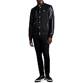 Karl Lagerfeld Paris mens Mixed Media Studded Bomber Jacket