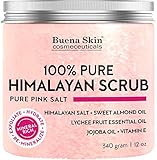 Himalayan Salt Body Scrub with Lychee Oil | Aura Cleansing | Exfoliate & Moisturize Skin, 10 Ounce Buena Skin