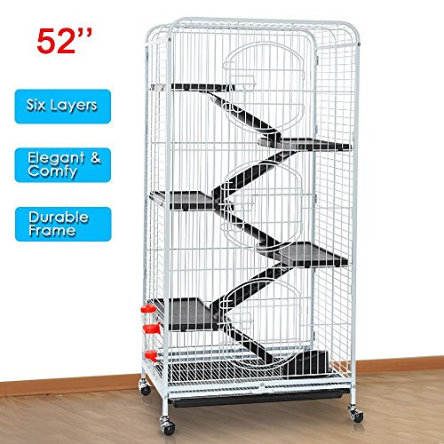 go2buy Metal 3 Doors Rats Rabbit Ferret Cage Playpen, 25.2 x 16.9 x 51.6 Inches (White)