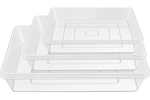 TAQIXI 6 Pack Square Clear Plant Saucer 6 8 10 12 14 16 Inch, Durable Thick Plant Pot Dish for Flower Pot, Plastic Plant Tray to Catch Water for Indoor Outdoor(8 10 12 Inch, Clear)