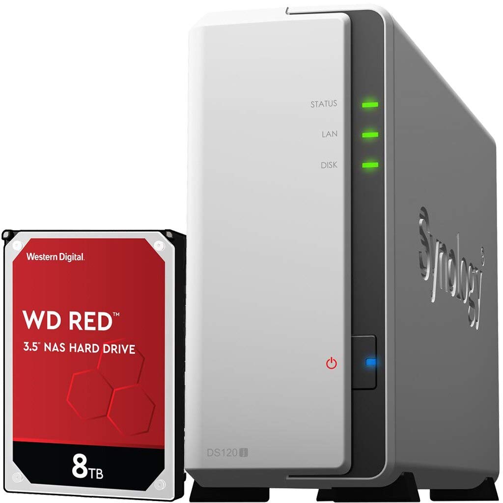Synology DS120j 1-Bay DiskStation Bundle with a 8TB Western Digital RED NAS Drive Fully Assembled an