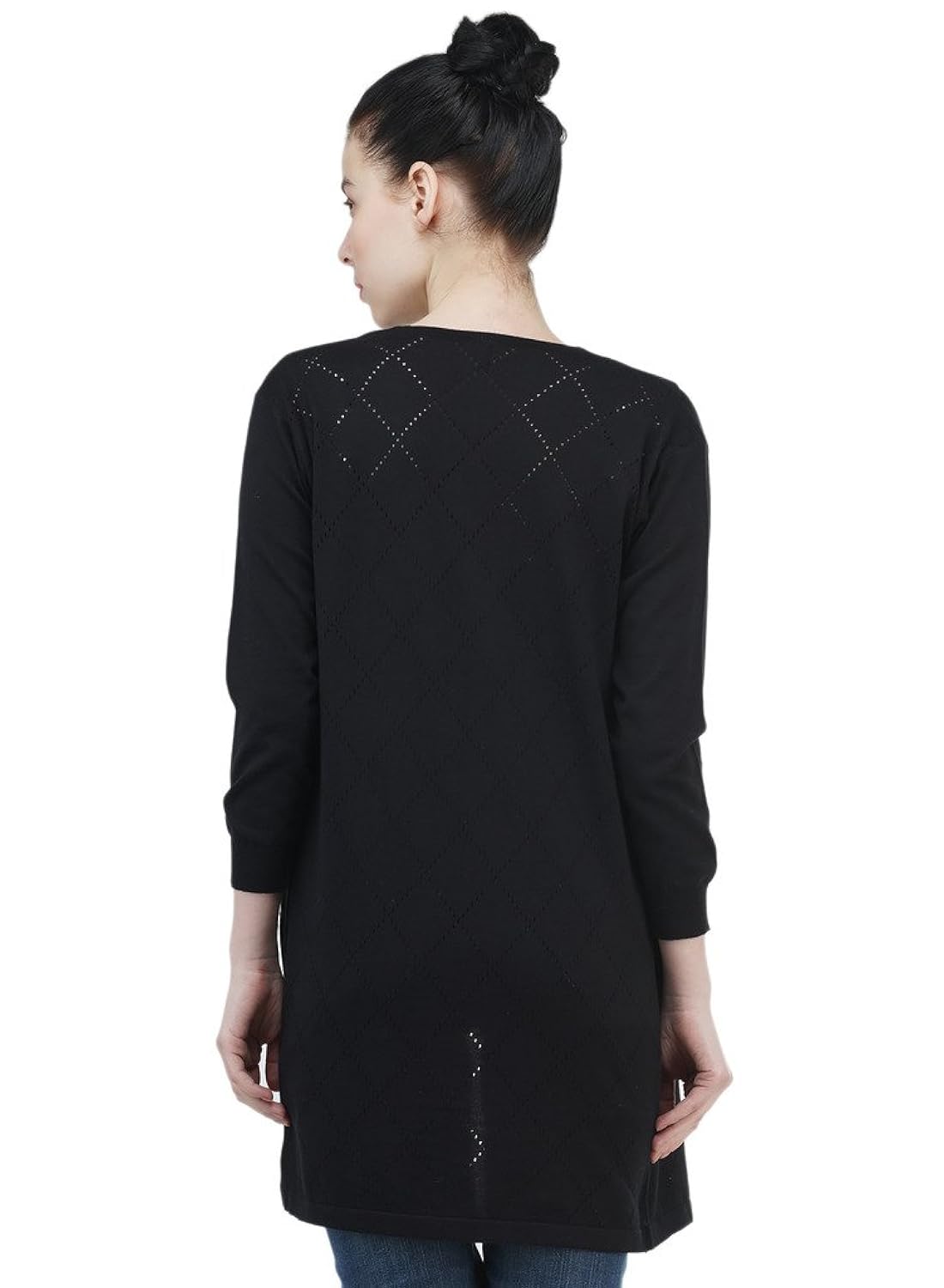 women's 3/4 th sleeves long open pointelle shrug