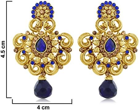 INAYA Alloy Crystal and Yellow Gold Plated Earring -set with Gold Chaton Stone, 1 pair