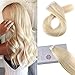 16 Inch Seamless Skin Weft Tape in Remy Hair Extensions Bleach Blonde Color #613 Adhesive Remy Human Hair Extensions 20pcs/50g Glue on Extensions