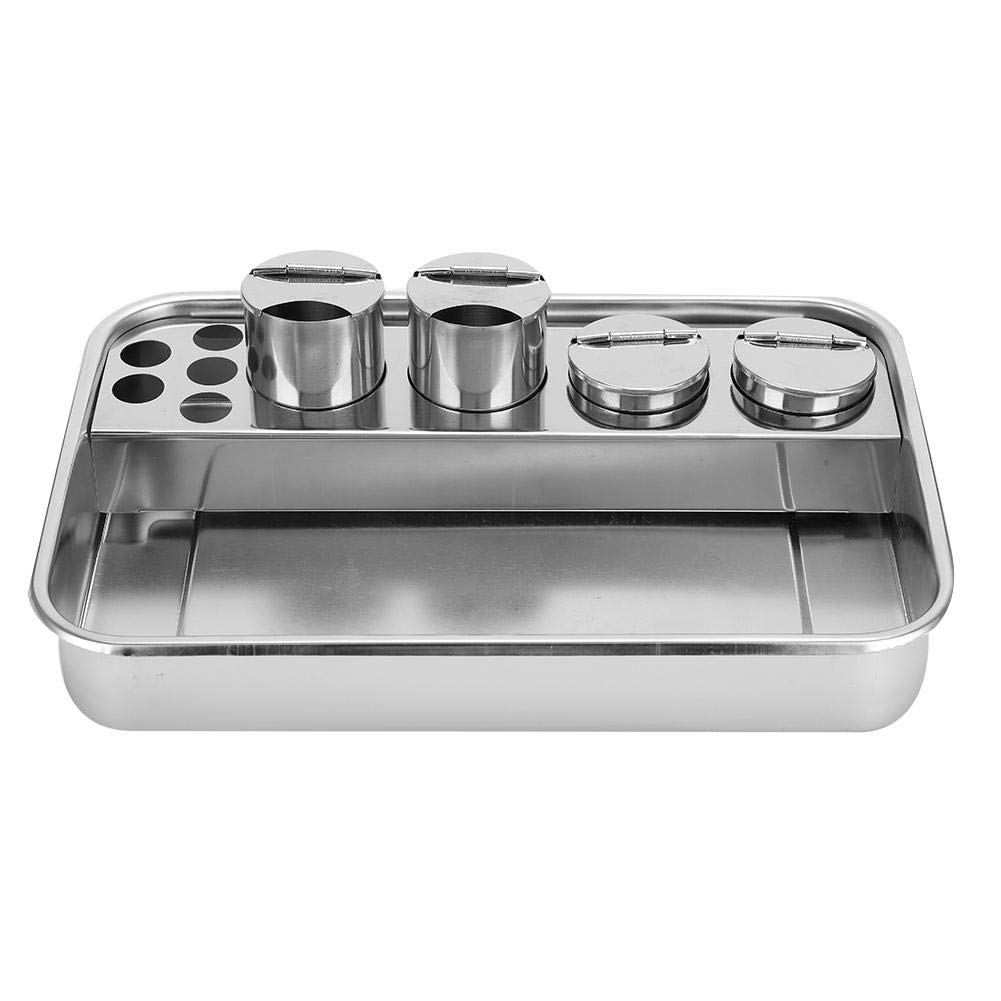 Wytino 4 Holes Stainless Steel Tray, Supplies Tray For Test Tube Infusion Accessory Tattoo Operation Tool Lab Piercing Instrument