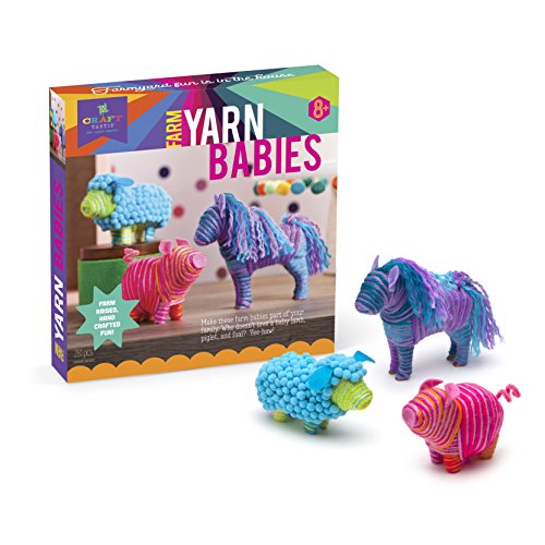 519CWx3NWLL - Craft-tastic - Farm Yarn Babies Kit - Craft Kit Makes 3 Yarn-Wrapped Animals - Foal, Lamb &amp; Piglet