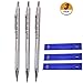 WarmShine 3 Pieces 2.0 mm Lead Holder Metal Mechanical Pencil Automatic Mechanical Drafting Pencil for Draft Drawing,Carpenter,Crafting, Art Sketching + 36 Leads
