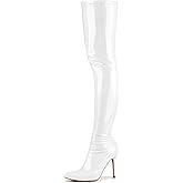 Women's Patent Leather PU Thigh High Boots Pointy Toe Side Zippe Fashion Comfy Sexy Stiletto High Heel Over The Knee Boots