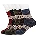 Zmart Women 5 Pairs Multi-Colored Cartoon Christmas Thick Wool Socks Winter Warm Socks
