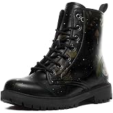 AWSOLE Fashion Ankle Boots For Men Women Floral Mushroom Star Trendy Lace Up Unisex Booties Combat Trendy Street Wear Boots