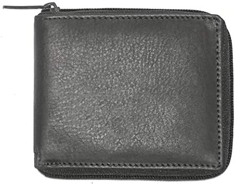 Amazon.com: FLW Men's Pocket Sized Metal Zip-around Black Genuine
