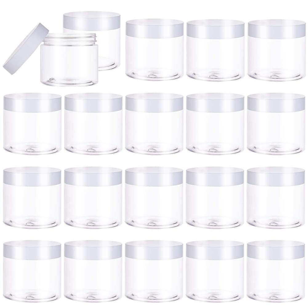 Photo 1 of 20 PCS 2oz Plastic Empty Jars with Lids(White),Wide-Mouth Refillable Storage Containers for Cosmetics,Empty Storage Container for Candy,Beads,Slime Making,Crafts,Creams,Gifts