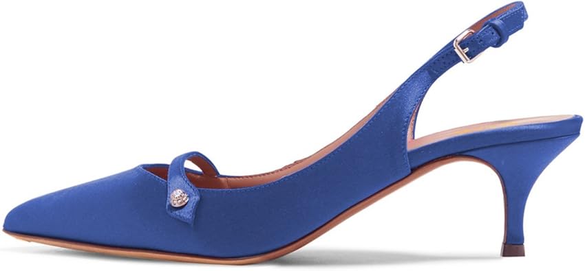 blue kitten heel slingbacks