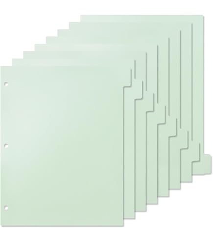 Koqye 8-Tab Black Plastic Dividers For 3 Ring Binders - A4 Size, Pouched Section Index Dividers