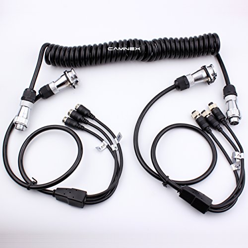 Camnex Heavy Duty Trailer Cable Coil Quick Connect Disconnect Kit with 3 AV Input for Backup Camera System