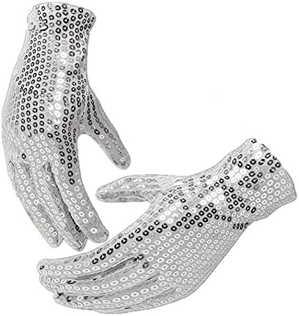 Morales Tech 7 Model LED Flashing Finger Gloves White Sequin for Party