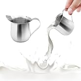 3 Oz Small Creamer Pitcher, Stainless Steel Bell Creamers, Mini Creamer Dispenser with Pouring Spout for Cream, Milk, Salad Dressing, Maple Syrup (2)