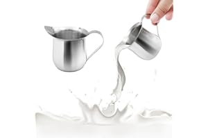 3 Oz Small Creamer Pitcher, Stainless Steel Bell Creamer Dispenser Cup with Pouring Spout for Cream, Milk, Salad Dressing, Ma