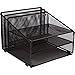 Dasher Products Office Desk Organizer Metal Mesh with 3 Paper Trays and 2 Vertical Upright Sections, Desktop File Holder for Letter Size A4, Folders, Stationary, and Desk Accessories Black