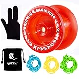 MAGICYOYO Responsive YoYo K1-Plus with Yoyo Sack + 3 Strings and Yo-Yo Glove Gift (transparent Red)