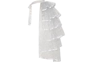 GRACEART Steampunk Sparkle Sequin Tulle Tutu Bustle Skirts 6 Layer Overskirt Tie-on Belt