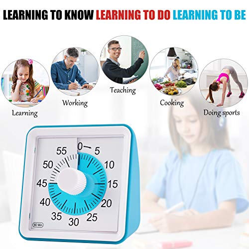Visual Timer, Supkiir 60 minute Countdown Clock, Time Management Tool for Meeting Cooking Teaching Classroom Games for Teachers, Silent Analog Timer with Alert for Kids with Autism Adhd