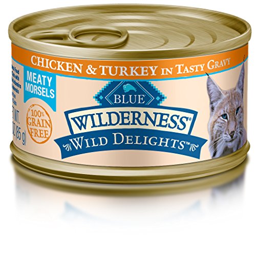 BLUE Wilderness Wild Delights Adult Grain Free Meaty Morsels Chicken & Turkey in Tasty Gravy Wet Cat Food 3-oz (pack of 24)