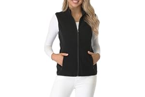 Fuinloth Women's Fleece Vest, Polar Soft Sleeveless Classic Fit with Zip up Pockets