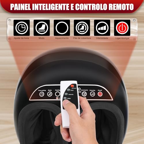 Máquina de Massageador de Pés com Calor, Massageador de Pés Shiatsu com Aquecimento e Controle Remoto, Massageador Profundo de Amassamento, Máquina de Massagem de Pés, 5 Níveis de Intensidade