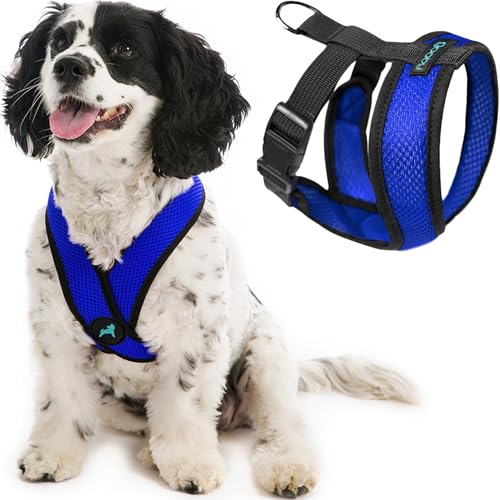 Gooby Choke Free Comfort X Soft Dog Harness, Large, Blue