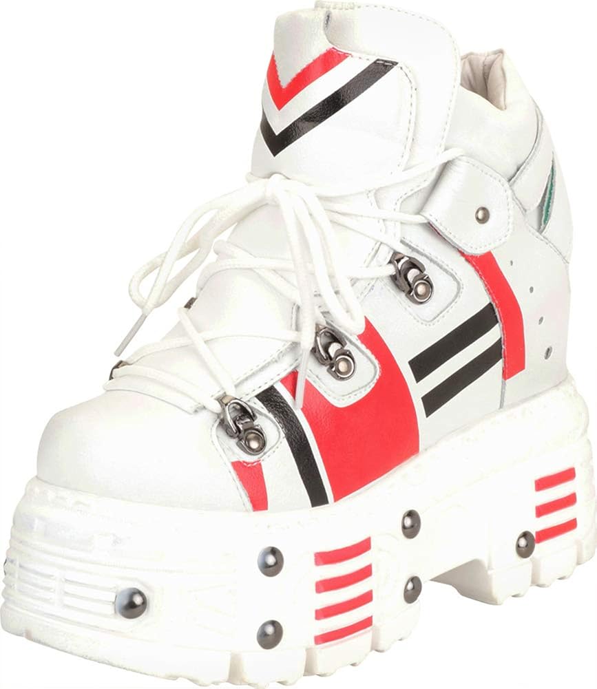 chunky white 90s platform sneakers