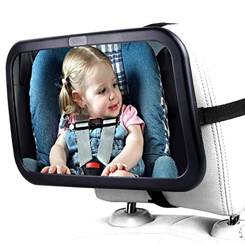 Baby Car Mirror Rear Facing Large Wide Clear View Convex Glass Shatterproof Unbreakable Backseat Mirror Swivel 360-DEGREE Adjustability Kids Car Mirror