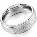 MOWOM Silver 7mm Stainless Steel Ring Band Engraved Florentine Design Size 4 To Size 15 8