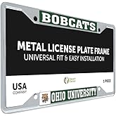 Desert Cactus Ohio University License Plate Frame Bobcats Metal Car Tag Holder for Front or Back of Car Officially Licensed (Mascot)