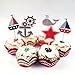 iMagitek 48 Pcs Ocean Sailing Yacht Boat Nautical Cupcake Toppers Pirate Ship Whale Cake Decorations for Baby Shower, Birthday Party