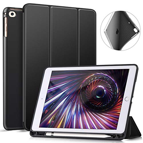 Ztotop Case for iPad 9.7 Inch 2018/2017 Case with Pencil Holder - Lightweight Soft TPU Back Cover with Auto Sleep/Wake, Protective for iPad 6/5th Generation,Black