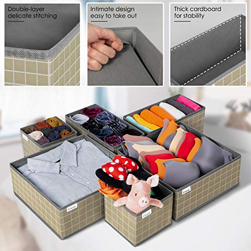 Criusia Underwear Drawer Organizer, 6 Set Foldable Underwear Drawer