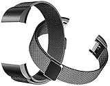 Fitbit Charge 2 Bands (2-Pack), Tecson Stainless Steel Metal Milanese Replacement Wristband Bracelet Strap with Magnet Lock for Fitbit Charge 2, Rose Gold, Champagne, Rose Pink, Black, Silver